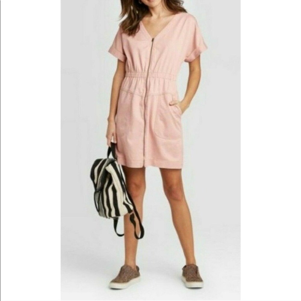 Universal Threads baby pink cargo denim dress